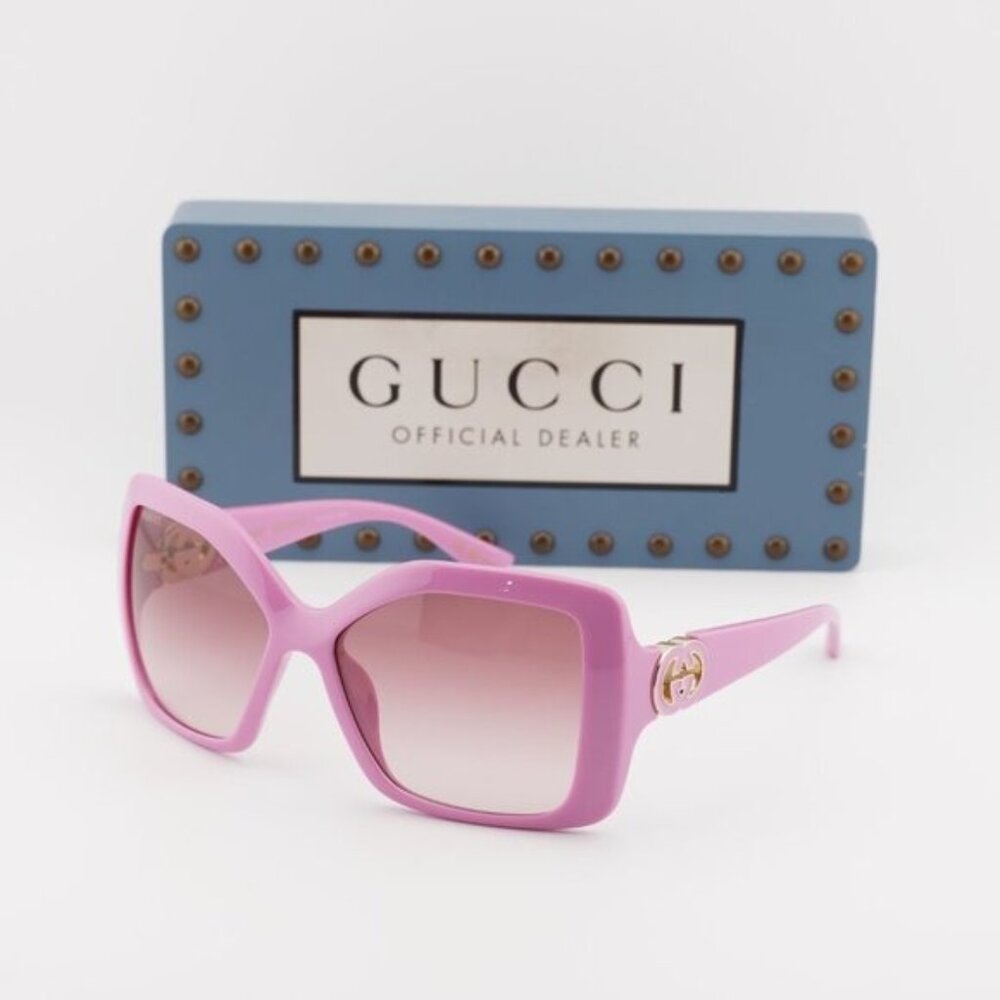 Gucci GG2015S 005 Square Sunglasses – Pink/Burgundy - Picture 9 of 12